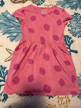 Cat & Jack Pink Dress with Purple Strawberry Print
